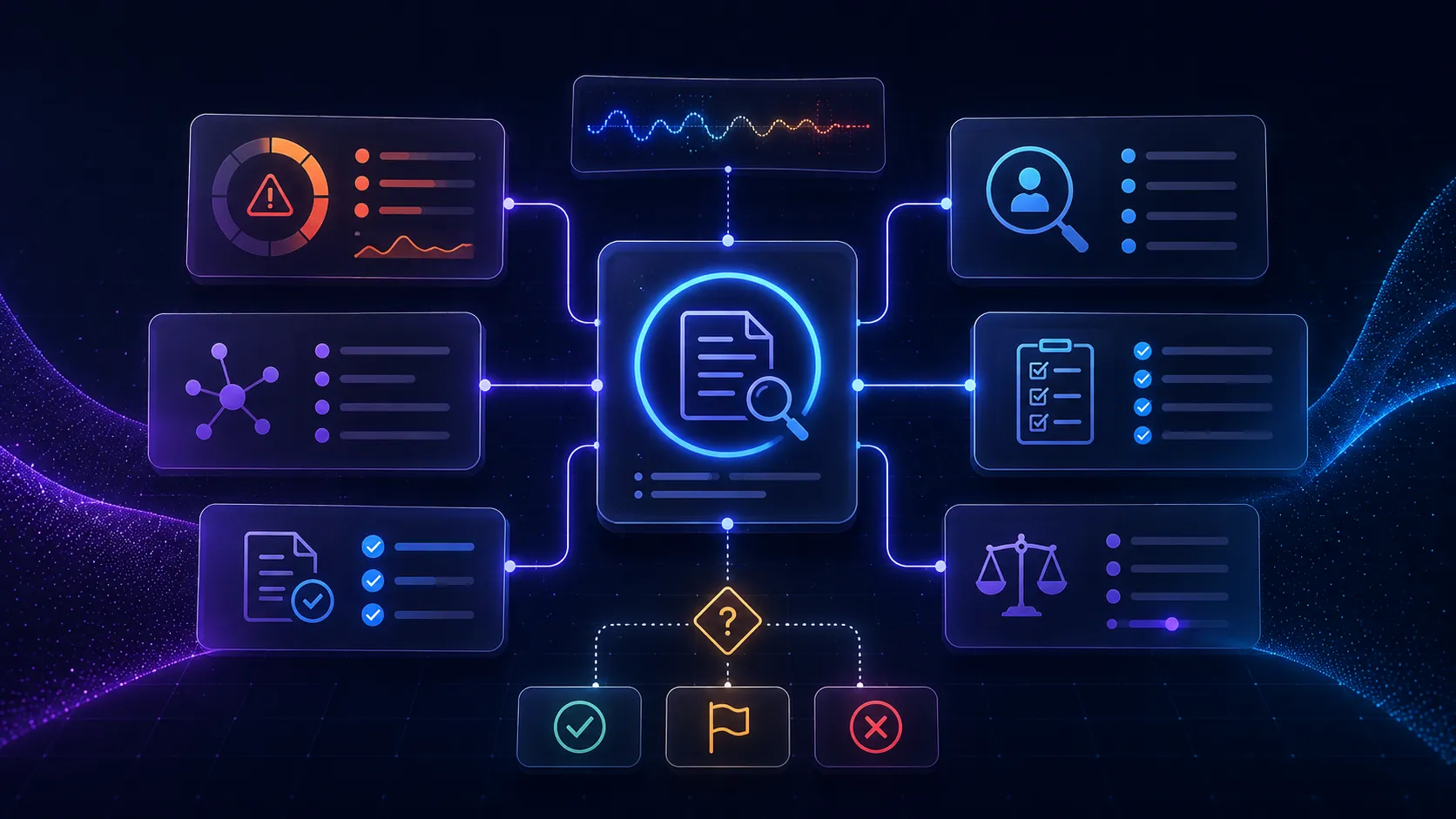 AI-generated writing detection workflow with probability signals, manual review, and quality checks