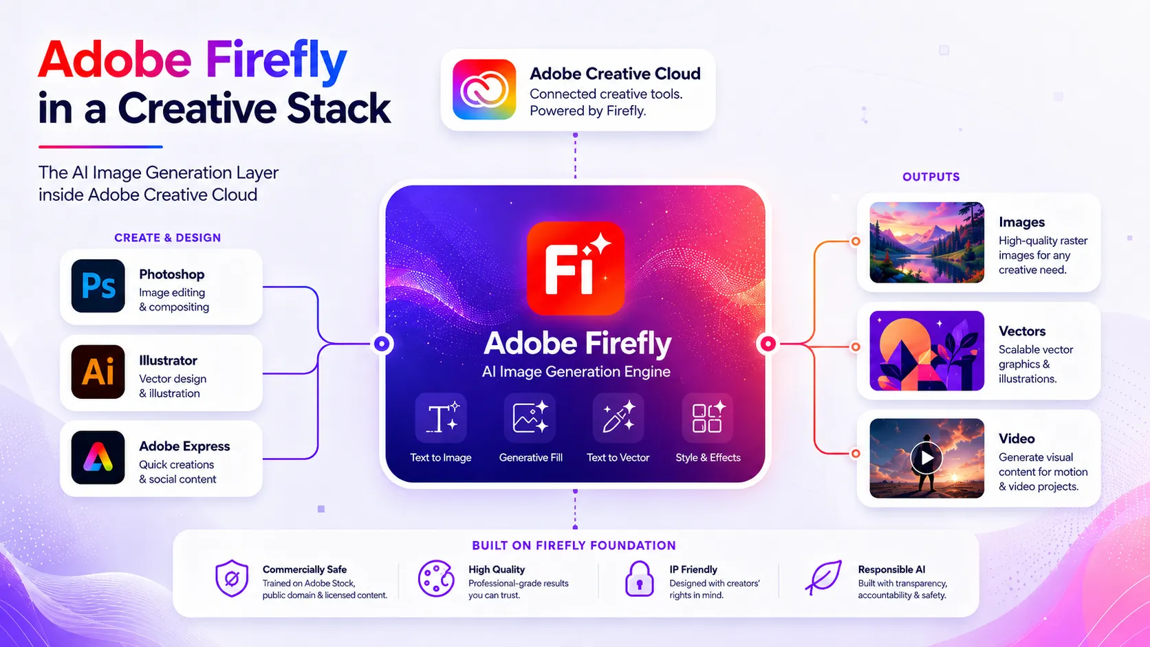 Adobe Firefly as the AI image generation layer inside an Adobe Creative Cloud stack