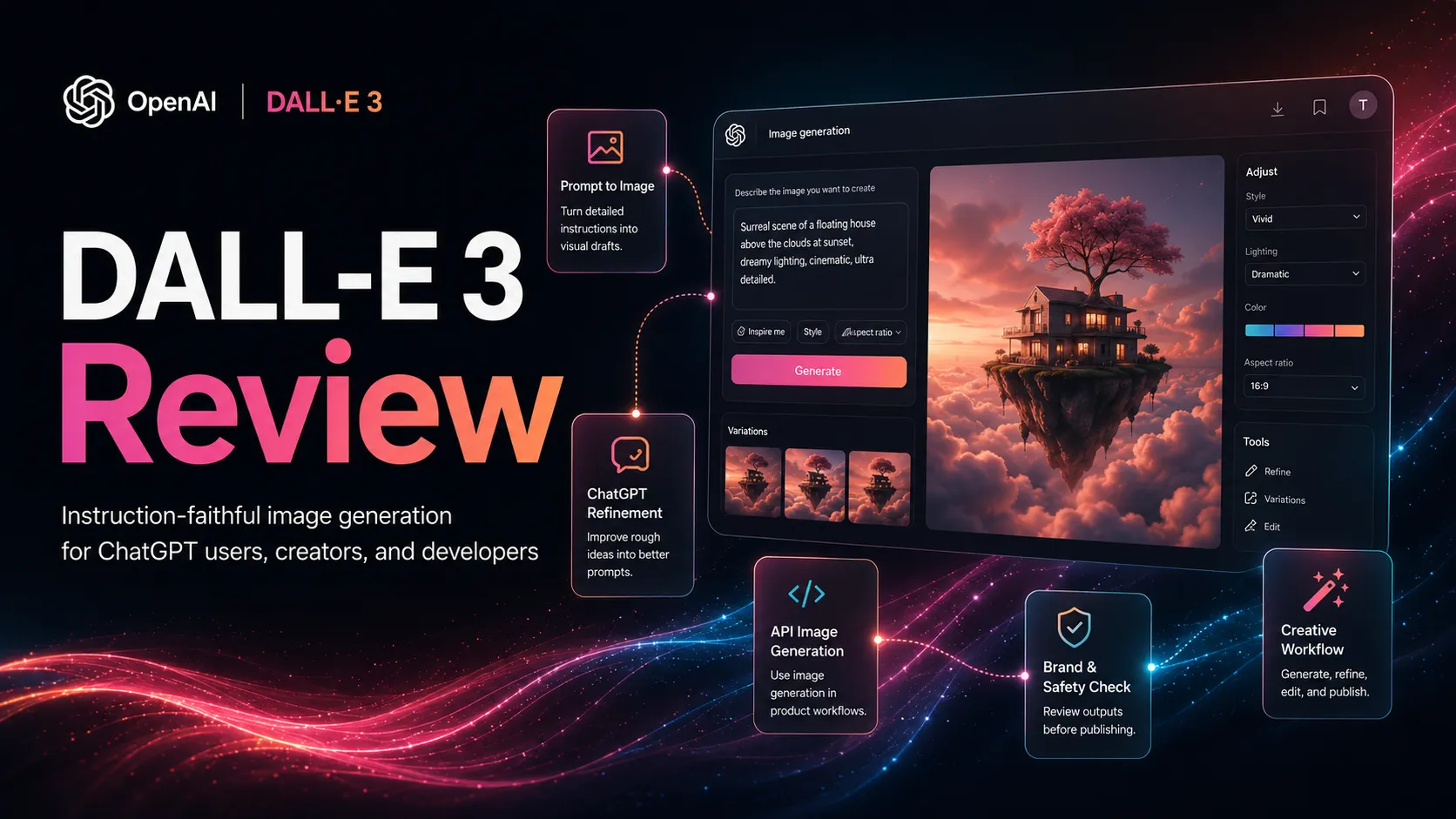 DALL-E 3 shown as the AI image generation layer in a creator stack