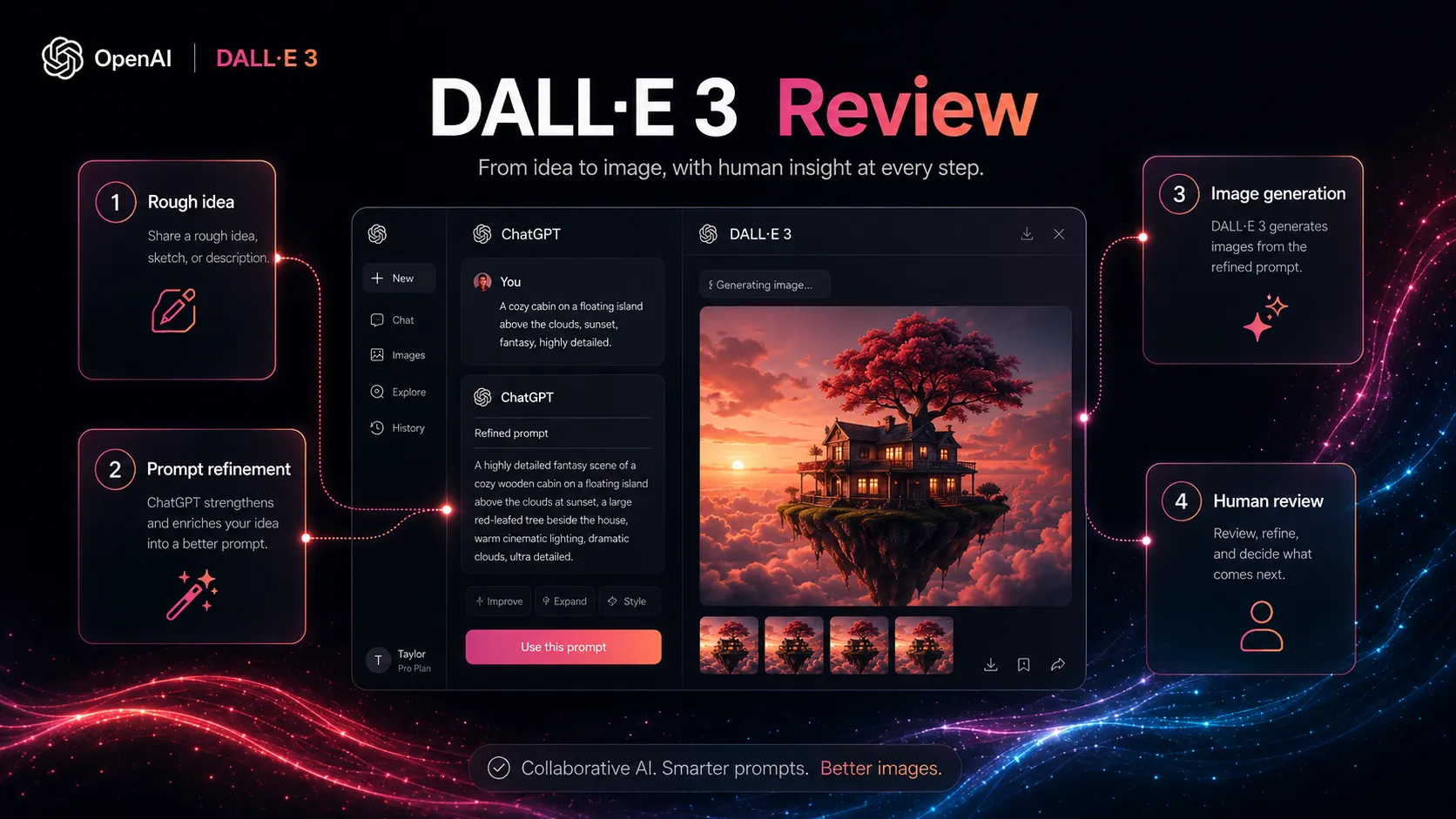 Workflow fit diagram for DALL-E 3 across image generation and design production