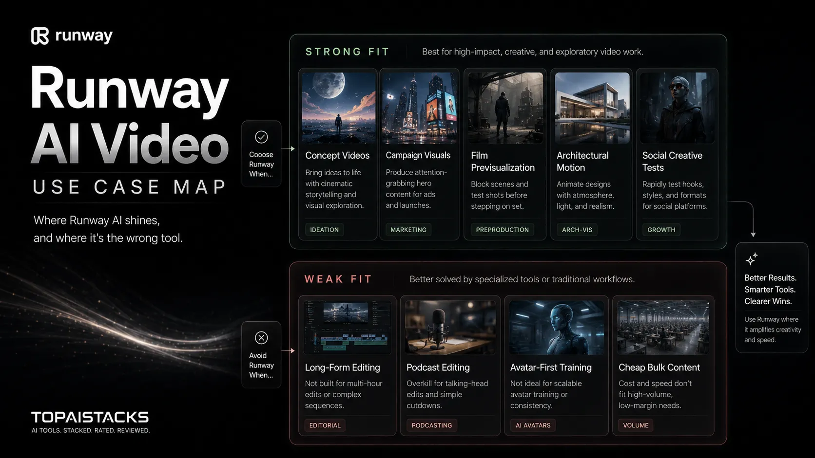 Runway workflow fit diagram for AI video creation and final editing